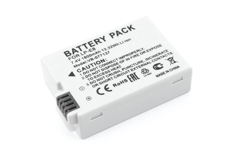 Аккумуляторная батарея для фотоаппарата Canon EOS 550D (LP-E8) 7.4V 1800mAh Li-ion