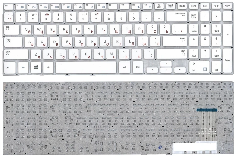 Клавиатура для ноутбука Samsung NP370R5E NP510R5E белая