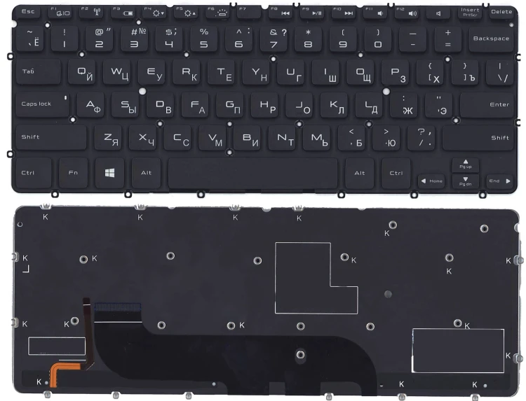 Клавиатура для ноутбука Dell XPS 12 13 черная с подсветкой