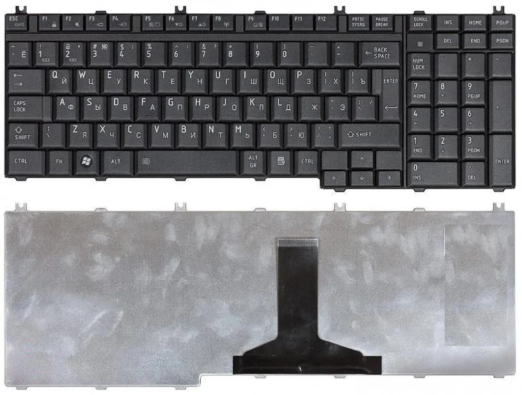 Клавиатура для ноутбука Toshiba Satellite A500 A505 L350 L355 L500 L505 черная матовая узкий Enter