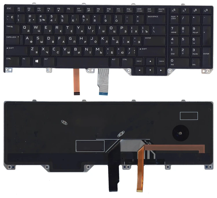 Клавиатура для ноутбука Dell Alienware 17 R4 черная с подсветкой