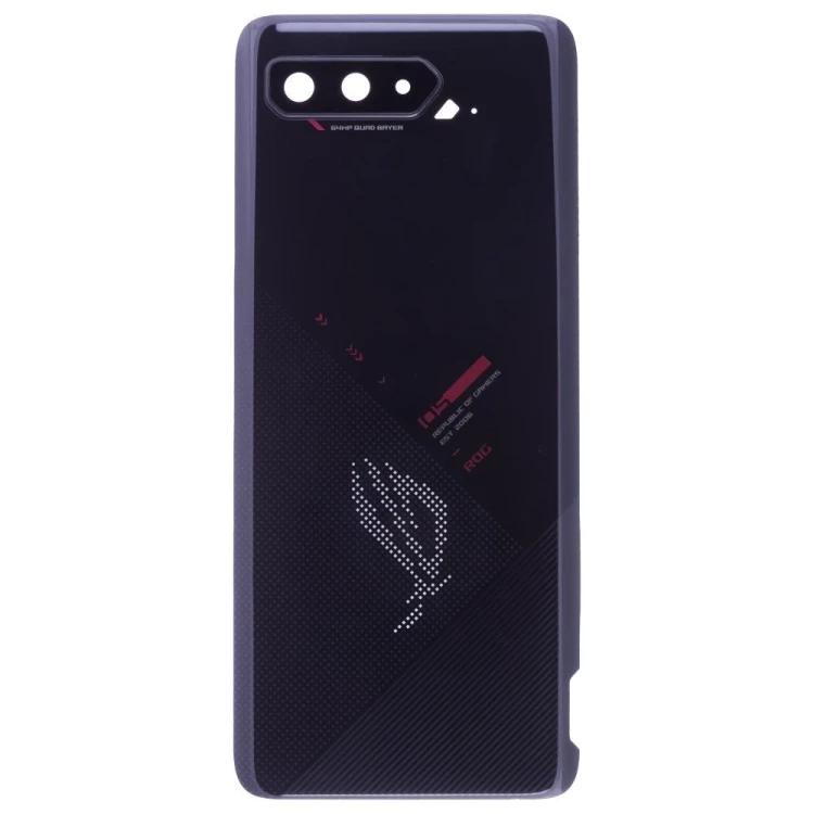 Задняя крышка для Asus ROG Phone 5 (ZS673KS) / ROG Phone 5s (ZS676KS) (черный) (в сборе со стеклом камеры) (ORIG100)
