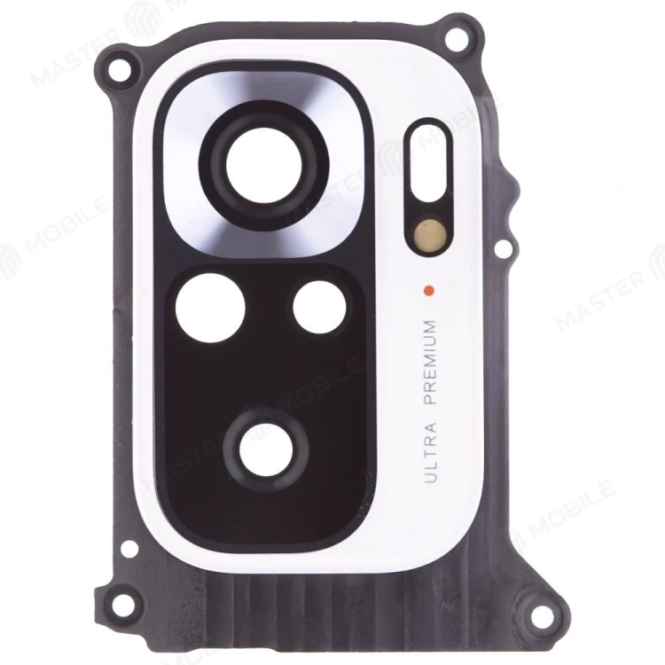 Стекло задней камеры для Xiaomi Redmi Note 10 4G (M2101K7AG) / Redmi Note 10S (M2101K7BG) / Poco M5s (2207117BPG) (в рамке) (белый)