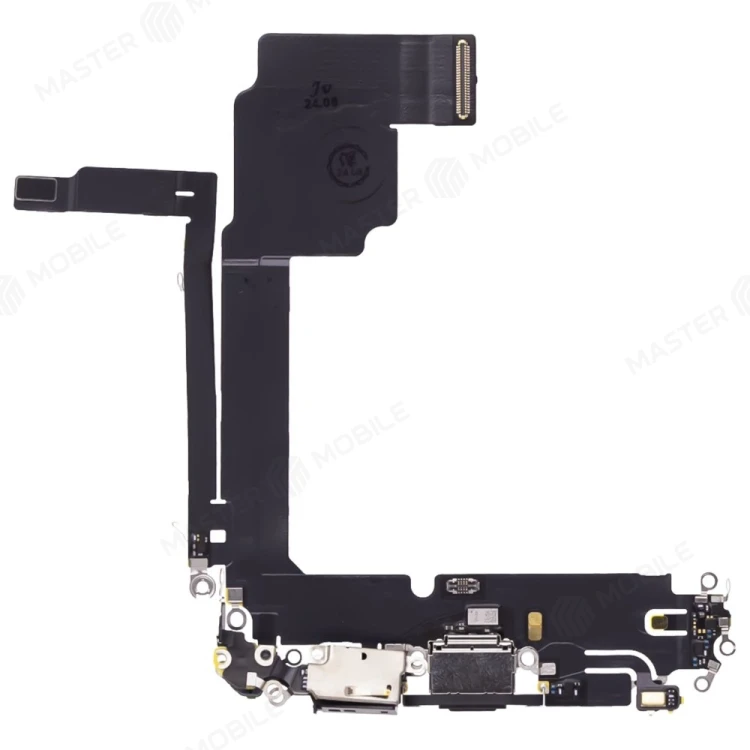 Шлейф для Apple iPhone 15 Pro Max с комп. + разъем зарядки + микрофон (черный) (ORIG100)