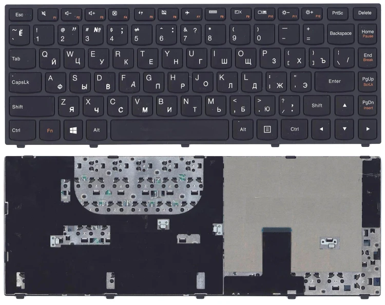 Клавиатура для ноутбука Lenovo IdeaPad Yoga 13 черная c черной рамкой