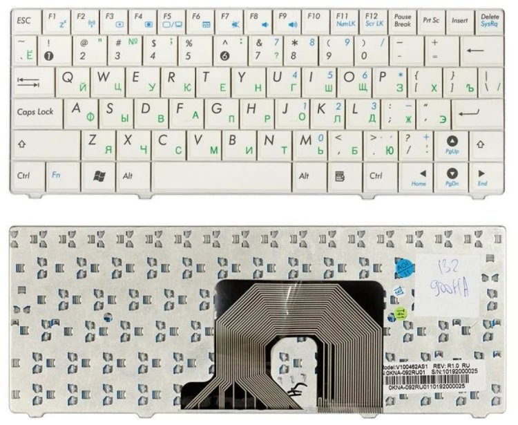 Клавиатура для ноутбука Asus Eee PC 900HA 900SD T91 белая