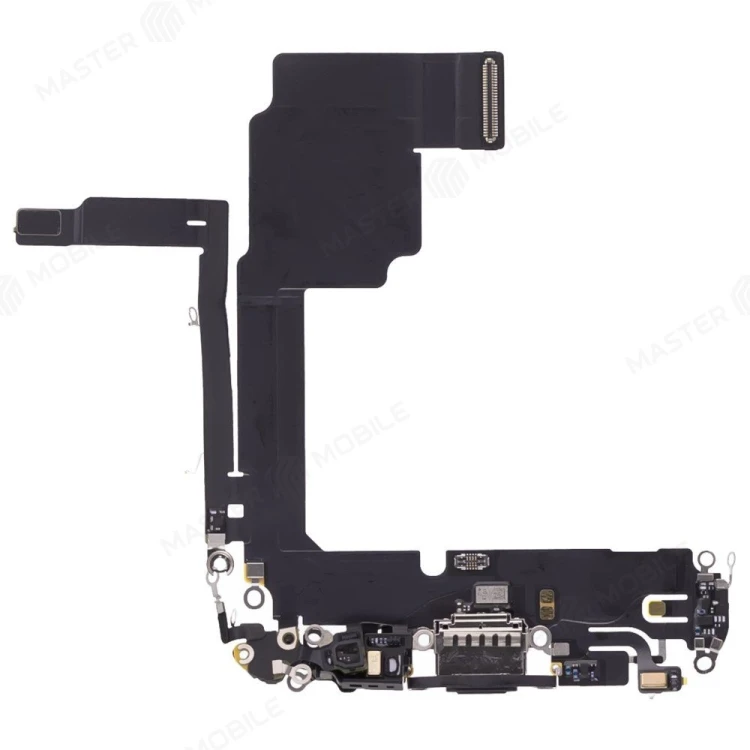 Шлейф для Apple iPhone 15 Pro с комп. + разъем зарядки + микрофон (черный) (ORIG100)