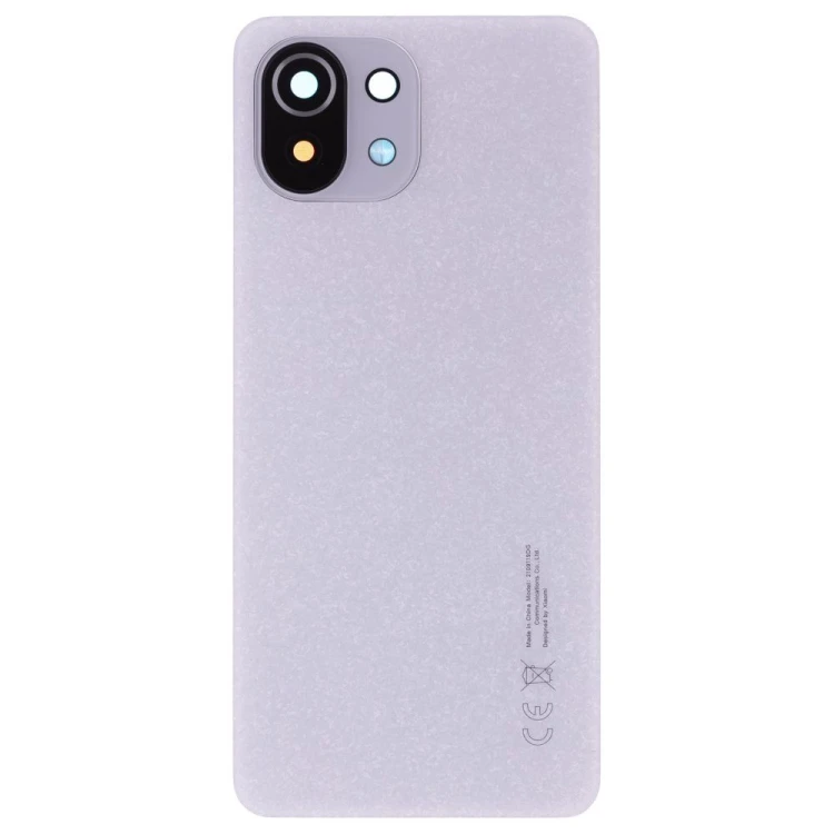 Задняя крышка для Xiaomi 11 Lite 5G NE (2109119DG) / Mi 11 Lite (M2101K9AG) / Mi 11 Lite 5G (M2101K9G) (белый) (в сборе со стеклом камеры) (ORIG100)