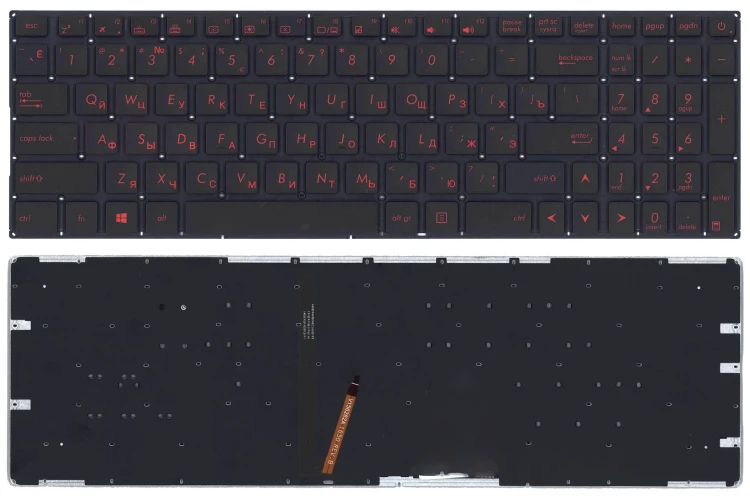 Клавиатура для ноутбука Asus FX502 черная с красной подсветкой