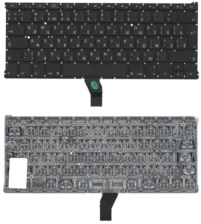 Клавиатура для ноутбука MacBook A1369 2010+  черная, большой ENTER RU