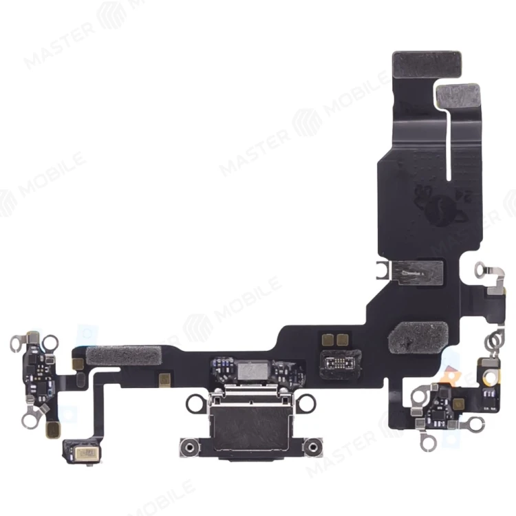 Шлейф для Apple iPhone 15 с комп. + разъем зарядки + микрофон (черный) (ORIG100)