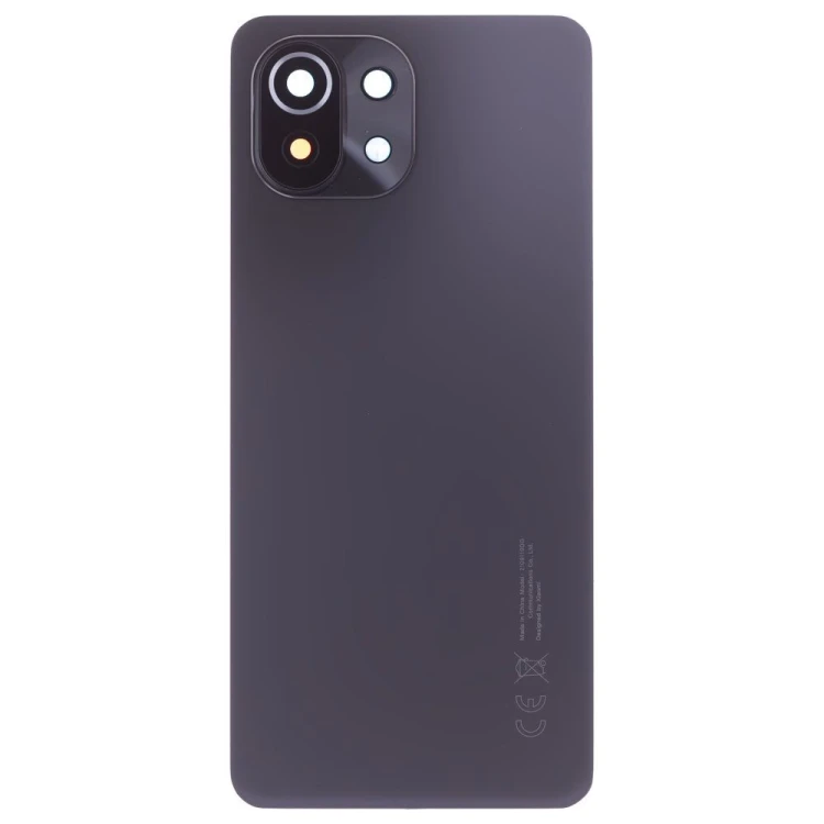 Задняя крышка для Xiaomi 11 Lite 5G NE (2109119DG) / Mi 11 Lite (M2101K9AG) / Mi 11 Lite 5G (M2101K9G) (черный) (в сборе со стеклом камеры) (ORIG100)