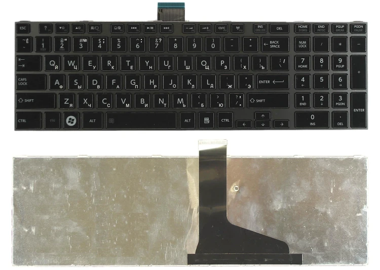 Клавиатура для ноутбука Toshiba Satellite L850 L875 L870 L855 черная c черной рамкой
