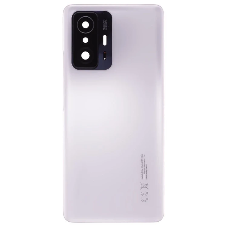 Задняя крышка для Xiaomi 11T (21081111RG) (белый) (в сборе со стеклом камеры) (ORIG100)