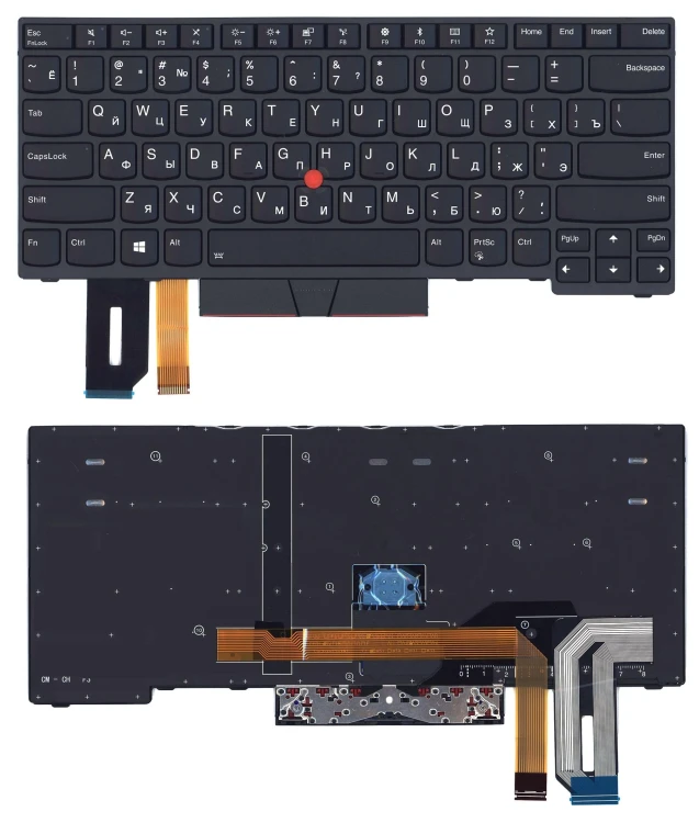 Клавиатура для ноутбука Lenovo ThinkPad E480 E485 черная с подсветкой