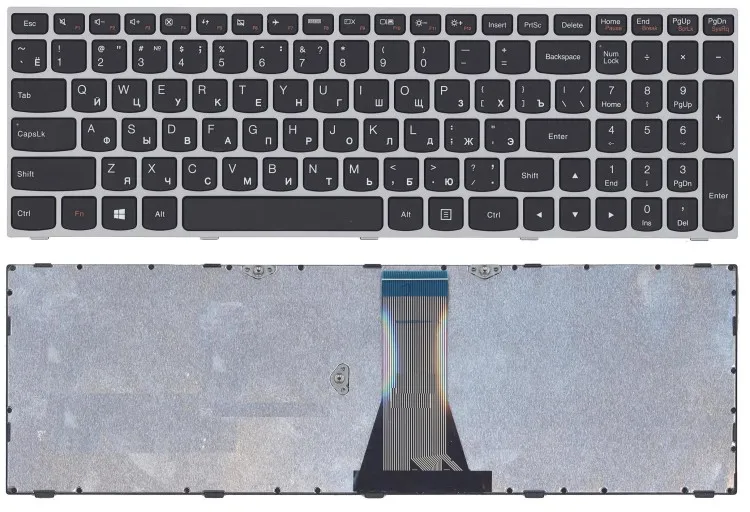 Клавиатура для ноутбука Lenovo IdeaPad G50-70 G50-30 черная с серой рамкой