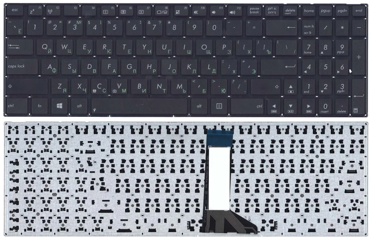 Клавиатура для ноутбука Asus X551 X551CA X551MA черная без рамки (плоский Enter).
