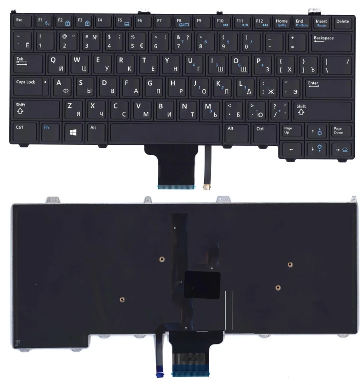 Клавиатура для ноутбука Dell Latitude E7420 черная с подсветкой без указателя