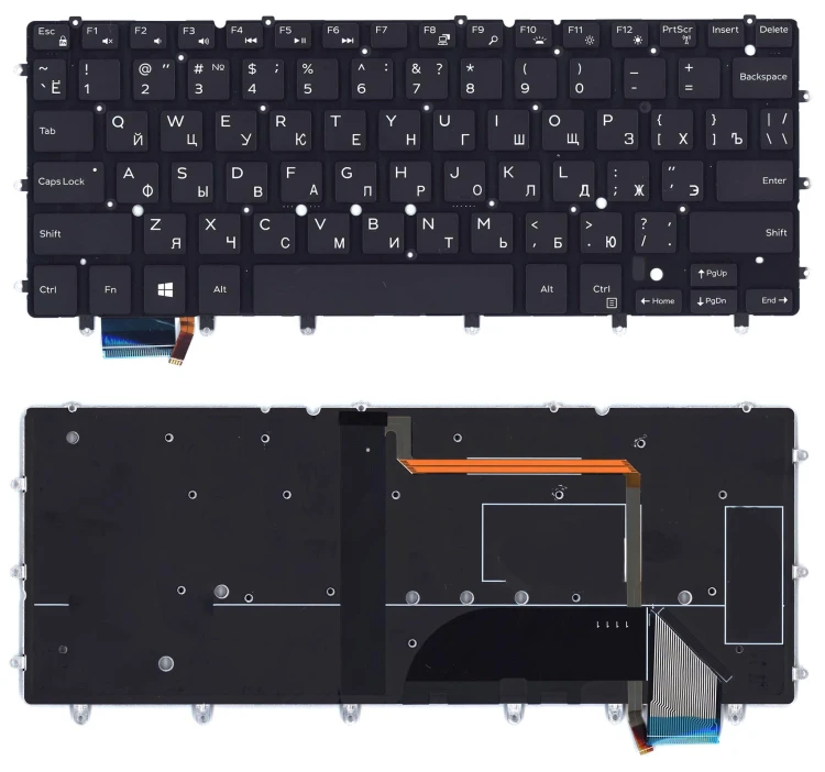 Клавиатура для ноутбука Dell XPS 13 9343 черная с подсветкой