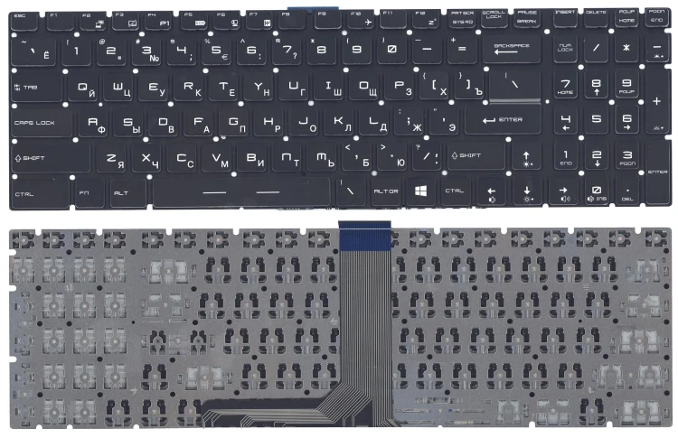 Клавиатура для ноутбука MSI GT72 GS60 GS70 GP62 GL72 GE72 черная с белой подсветкой
