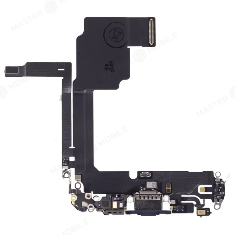 Шлейф для Apple iPhone 15 Pro с комп. + разъем зарядки + микрофон (синий) (ORIG100)