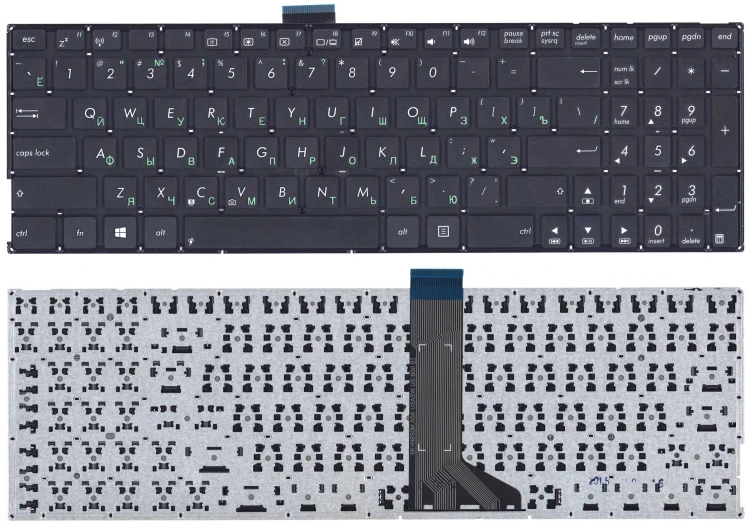 Клавиатура для ноутбука Asus X555L X553 черная (плоский ENTER)