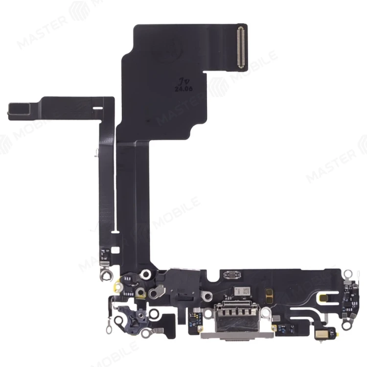 Шлейф для Apple iPhone 15 Pro с комп. + разъем зарядки + микрофон (титановый) (ORIG100)