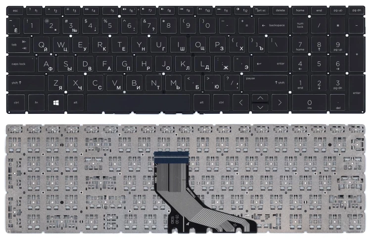 Клавиатура для ноутбука HP 250 G7 255 G7 256 G7 черная с подсветкой
