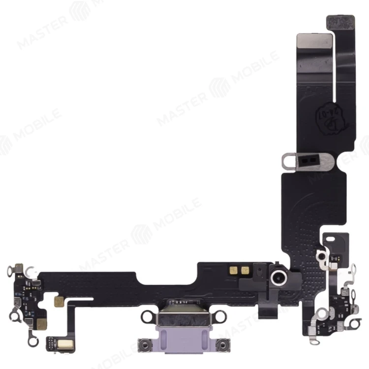 Шлейф для Apple iPhone 14 Plus с комп. + разъем зарядки + микрофон (фиолетовый) (ORIG100)