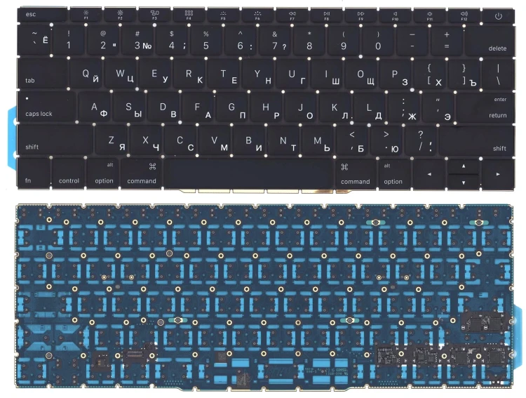 Клавиатура для ноутбука MacBook Pro 13 Retina A1708  черная плоский Enter