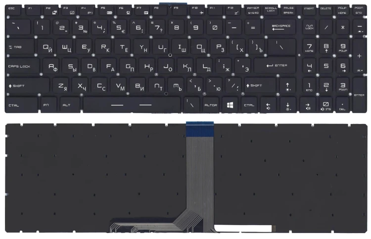 Клавиатура для ноутбука MSI GT72 GS60 GS70 GP62 GL72 GE72 черная с 7-цветной подсветкой