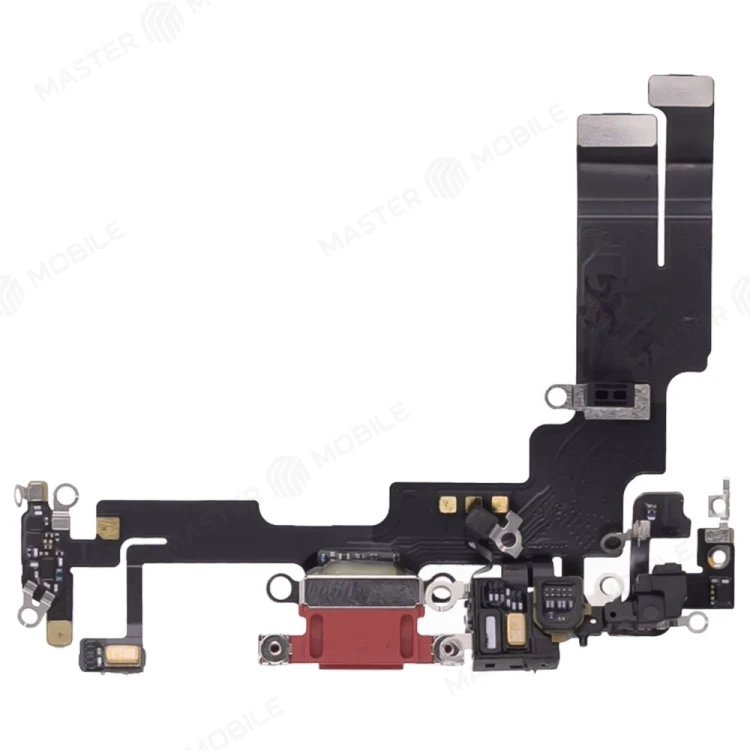 Шлейф для Apple iPhone 14 с комп. + разъем зарядки + микрофон (красный) (ORIG100)
