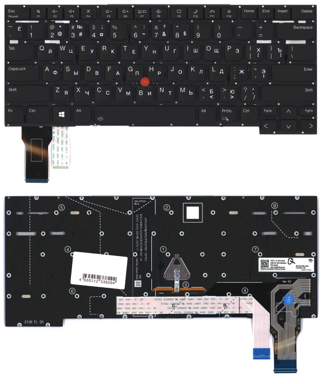 Клавиатура для ноутбука Lenovo ThinkPad T14s gen 2 черная с подсветкой