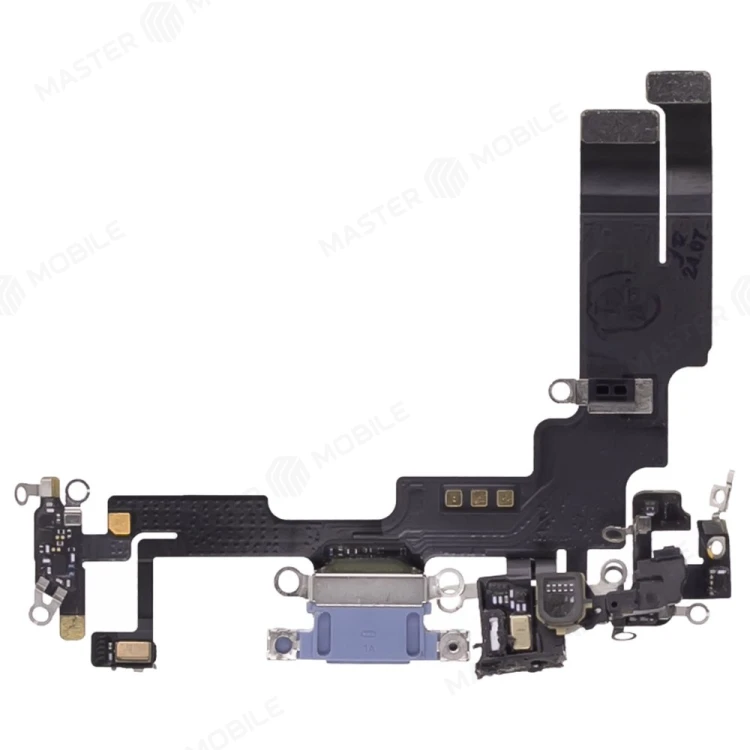 Шлейф для Apple iPhone 14 с комп. + разъем зарядки + микрофон (синий) (ORIG100)