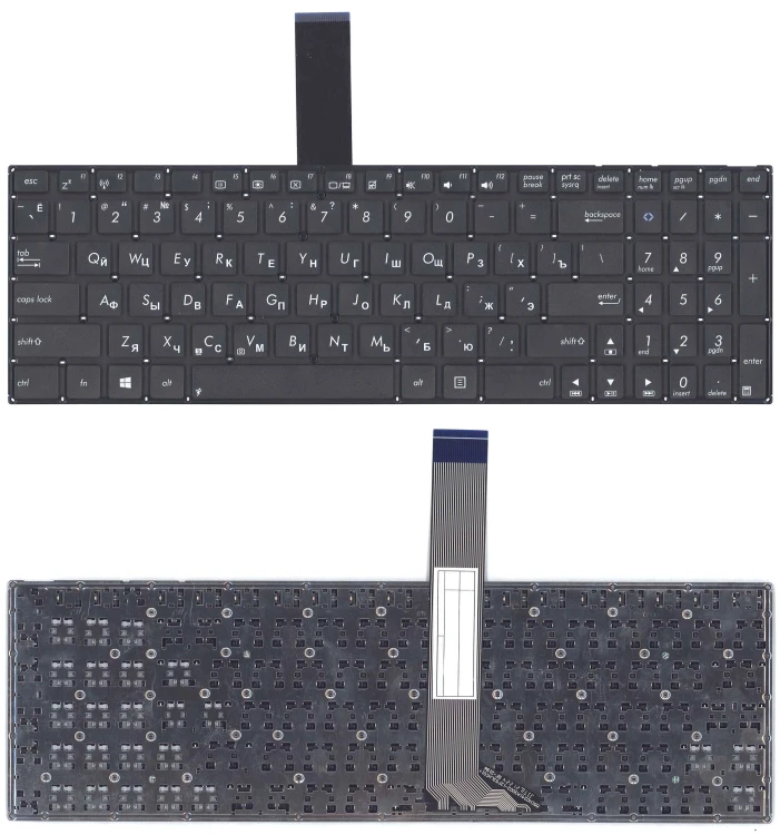 Клавиатура для ноутбука Asus K56 черная без рамки, плоский Enter