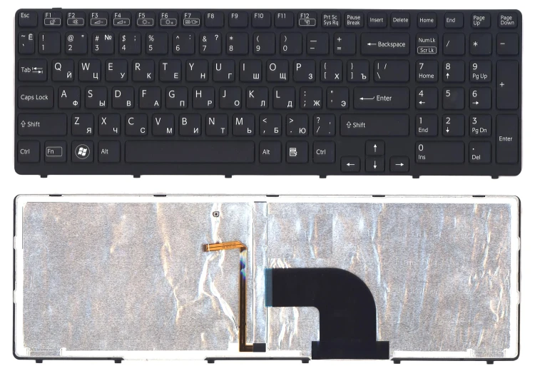 Клавиатура для ноутбука Sony Vaio SVE15  черная с подсветкой