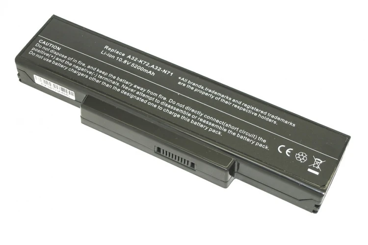 Аккумуляторная батарея для ноутбука Asus K72 5200mAh OEM черная