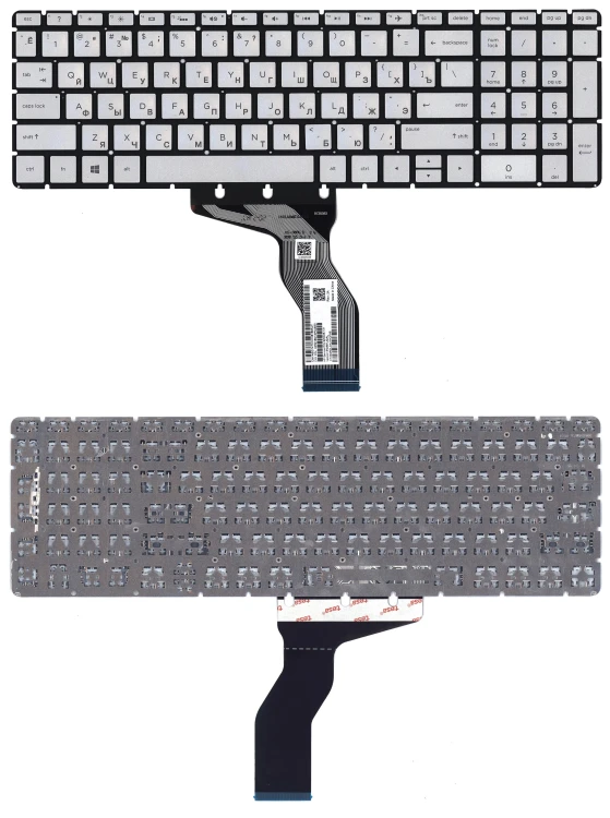 Клавиатура для ноутбука HP 15-BW 250 G6 серебристая с подсветкой