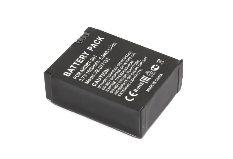 Аккумуляторная батарея для видеокамеры GoPro Hero 3 (AHDBT-301) 3.7V 1600mAh Li-ion