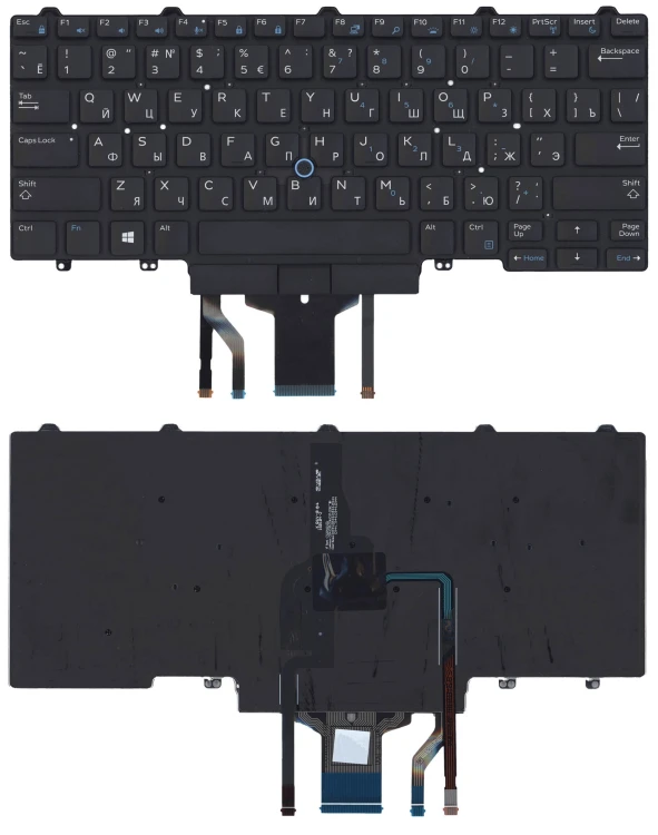 Клавиатура для ноутбука Dell Latitude E5470 E7470 черная с подсветкой и указателем