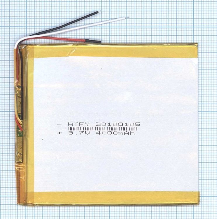 Аккумулятор Li-Pol (батарея) 3*100*105мм 3pin 3.7V/4000mAh