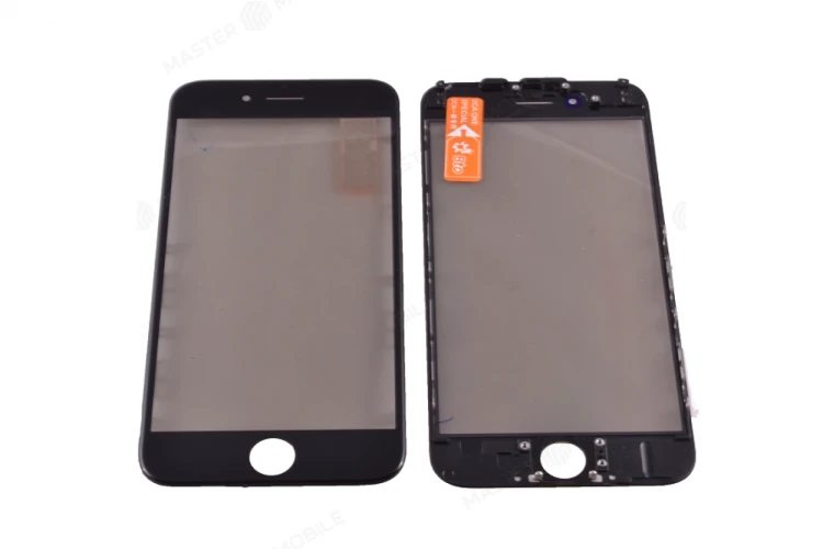 Стекло модуля для Apple iPhone 6 Plus + OCA + Polaris (черный) (в рамке)