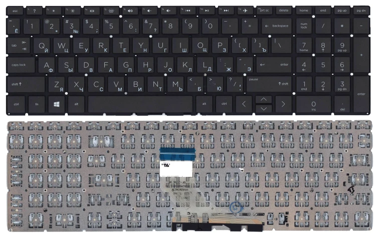 Клавиатура для ноутбука HP 15-dw черная с подсветкой