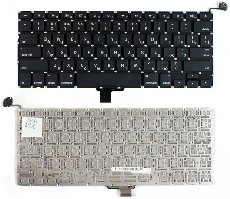 Клавиатура для ноутбука MacBook A1278 13.3" черная плоский Enter
