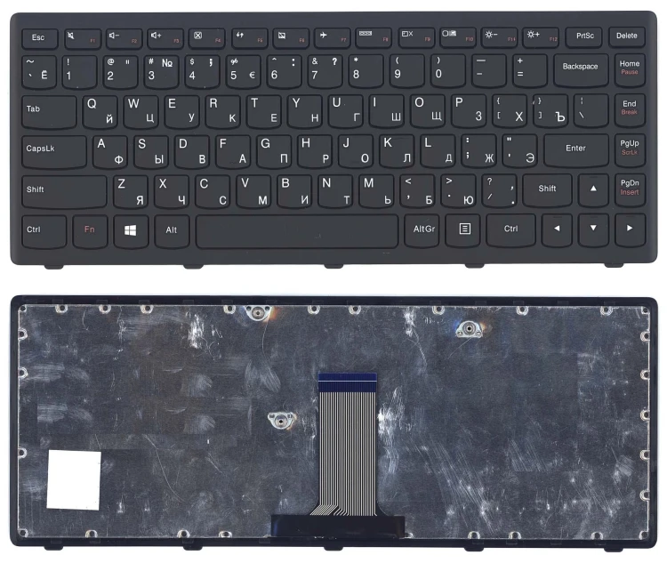 Клавиатура для ноутбука Lenovo Flex 14 G400s черная с рамкой