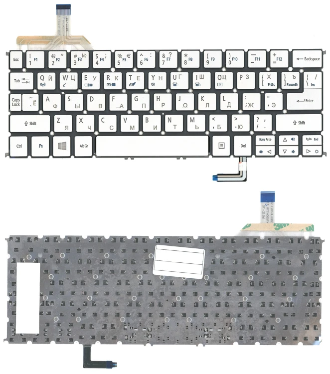 Клавиатура для ноутбука Acer Aspire S7-191 серебристая с подсветкой