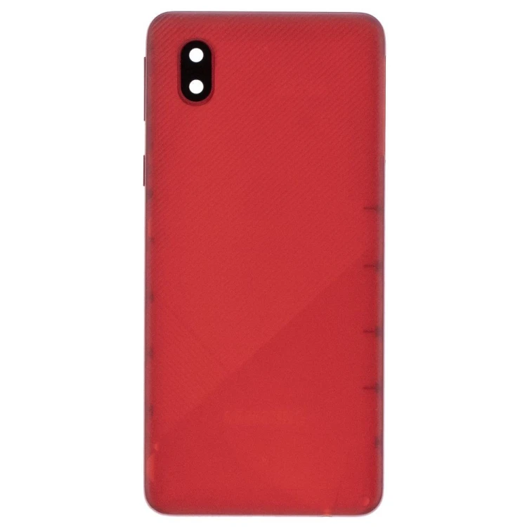Задняя крышка для Samsung A013 Galaxy A01 Core (красный) (в сборе со стеклом камеры)