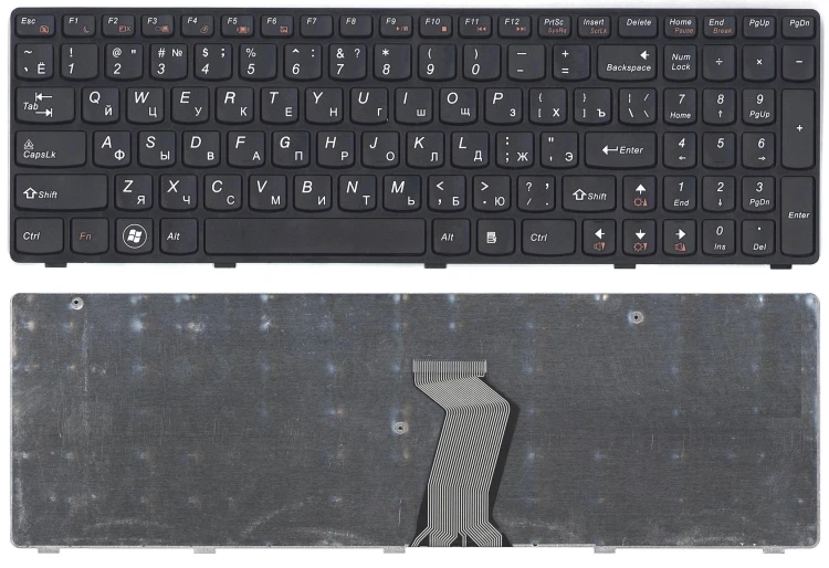 Клавиатура для ноутбука Lenovo Ideapad G580 G585 Z580 Z585 Z780 G780  черная с черной рамкой
