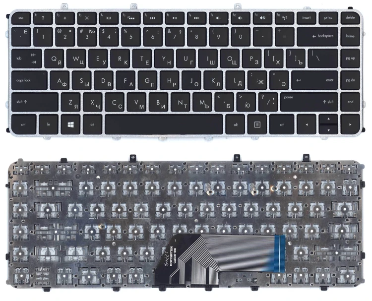 Клавиатура для ноутбука HP Envy 4-1000 Envy 6-1000 черная с серебристой рамкой