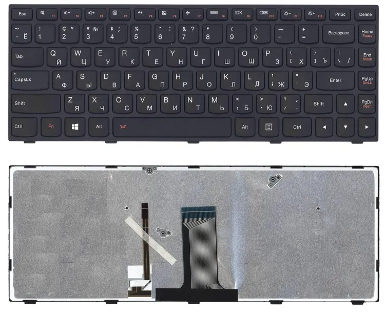 Клавиатура для ноутбука Lenovo Flex 2-14 G40-30 G40-70 черная с черной рамкой с подсветкой